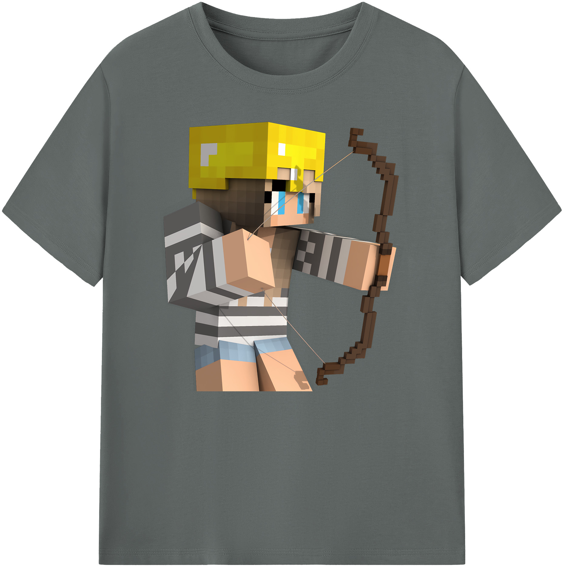 （画像用） マインクラフト ブロックの世界 Minecraft MC Block world 綿100％ メンズ半袖Tシャツ｜肌触りやわらか＆通気性